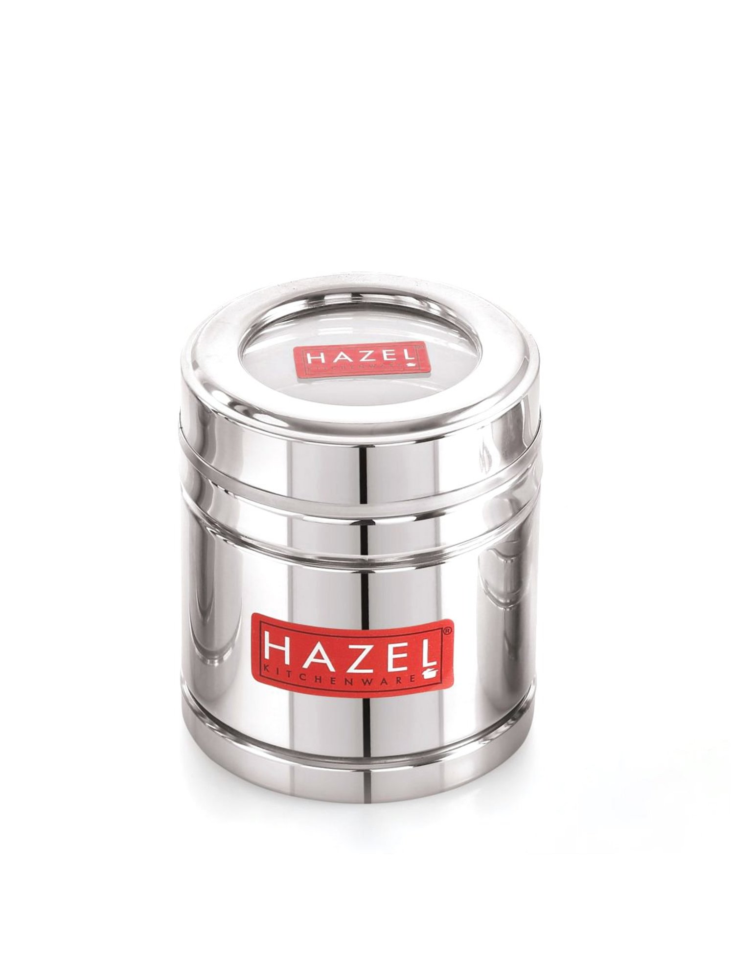 HAZEL Silver Stainless Steel Container with Transparent Lid - Set of 6 (0.5L)