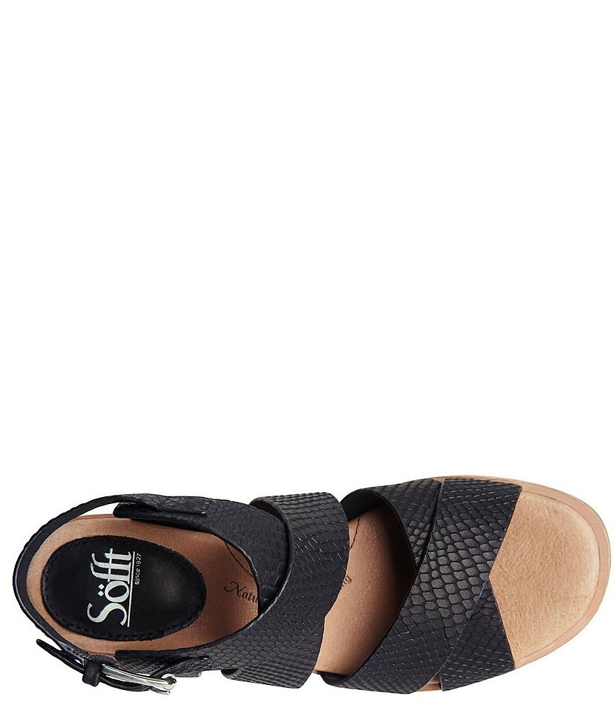 Sofft Pesha Snake Print Leather Block Heel Sandals