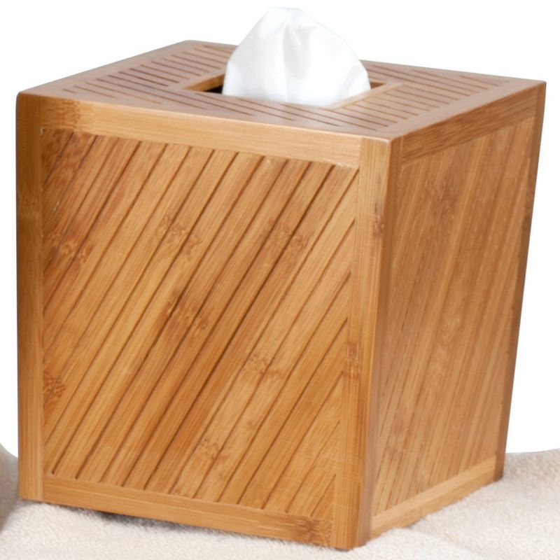 Spa Bamboo Tissue Box Cover Wood - Creative Bath