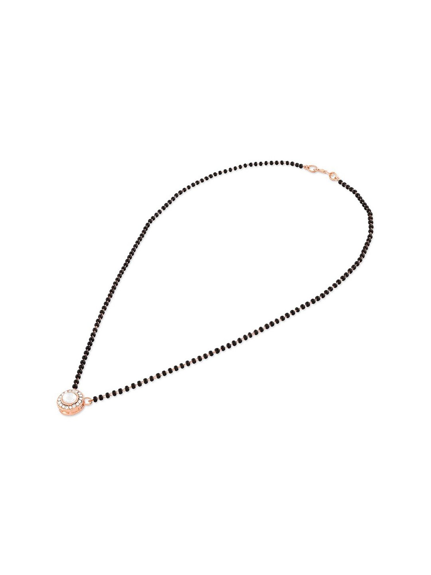 Abdesigns Gold-Plated American Diamond & Black Beaded Mangalsutra