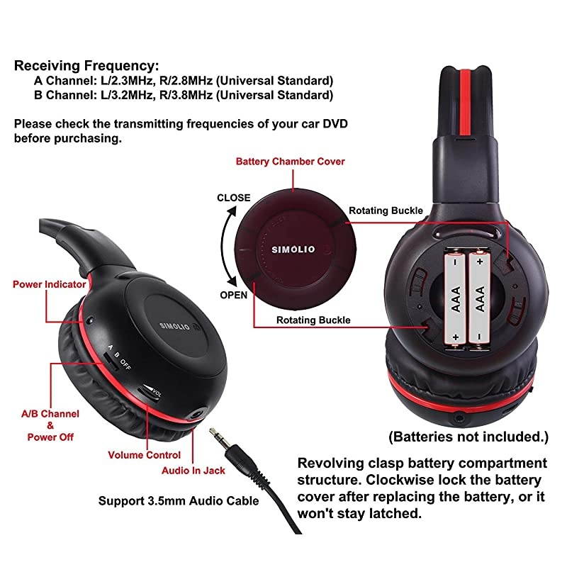 2 Pack of Wireless Car Headphones 2 Channel IR Wireless Headphones for Kids in Car Wireless DVD Headphones with Storage Bag for Universal Rear Entertainment System Not for 2017+ Pacifica