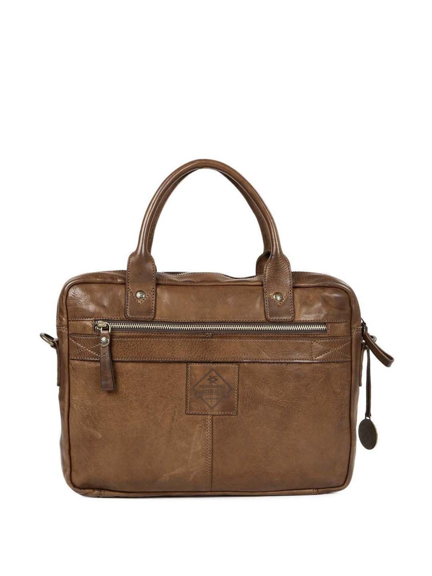 KOMPANERO Brown Leather Medium Messenger Bag