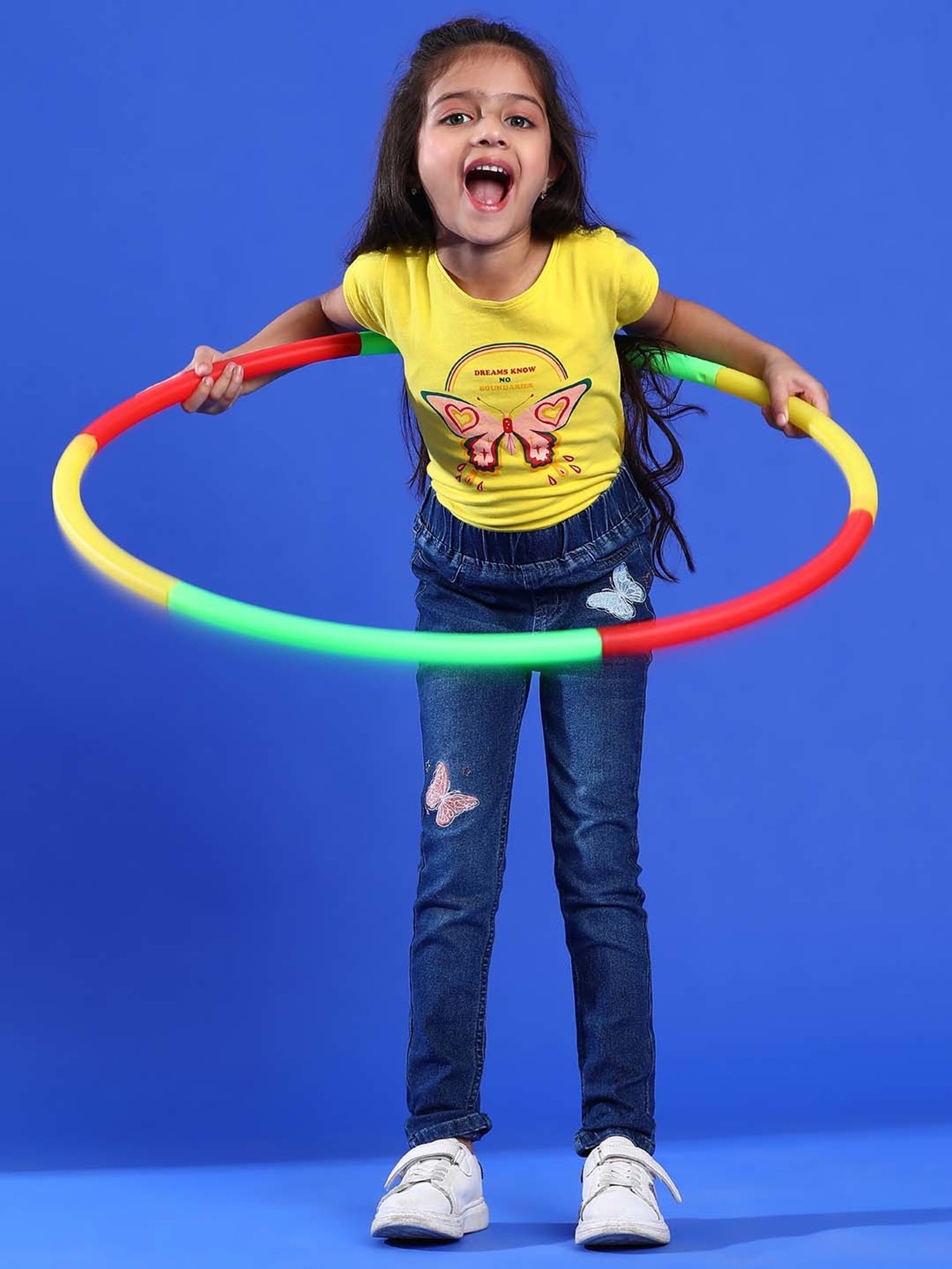 Tales & Stories Girls Blue Embroidered Jeggings