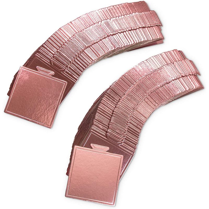 Sparkle and Bash 200 Pack Mini Square Cake Boards, Rose Gold Foil Dessert Base (3.5 Inches)