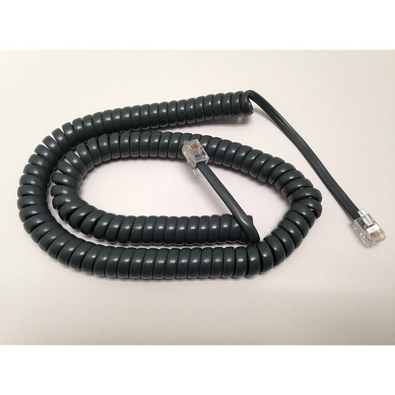 The VoIP Lounge Replacement 12 Foot Gray Handset Curly Cord for Cisco 7900 Series IP Phone 7902 7905 7906 7910 7911 7912 7940 7941 7960 7961 7962 7965 7970 7971 7975