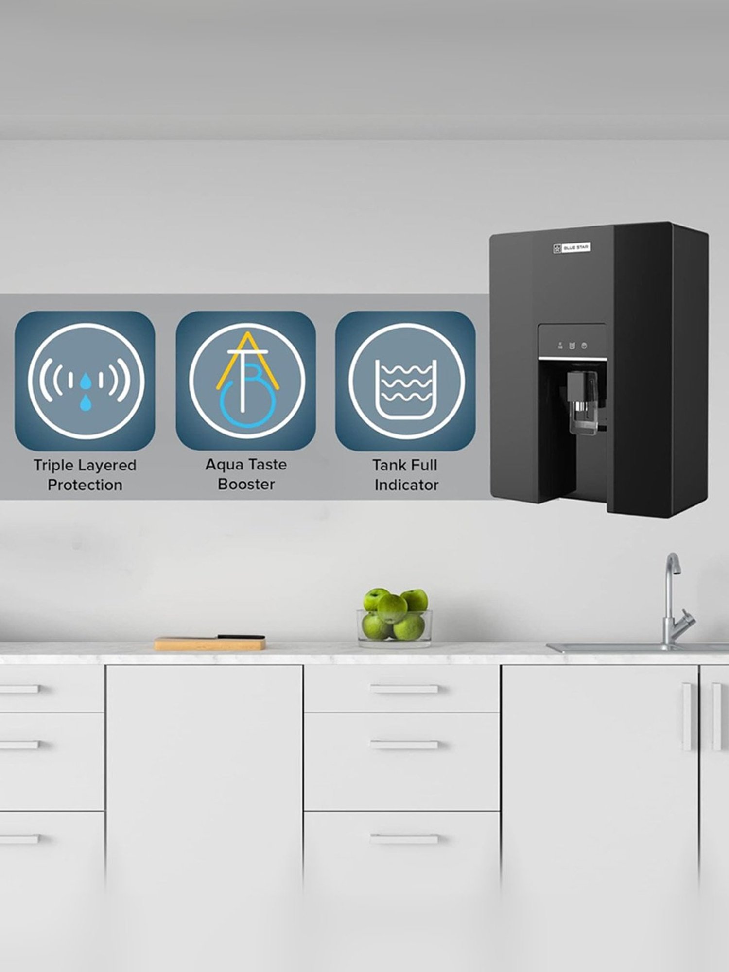 Blue Star Cresto Water Purifier 7L with Triple layered RO+UV+UF protection (Black)