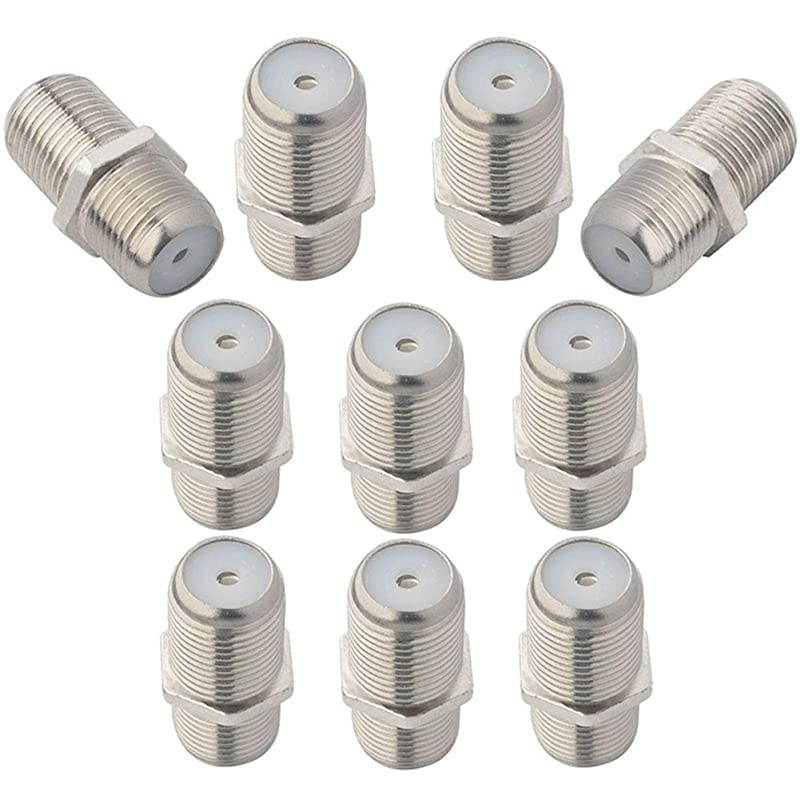 FType Female to Female Cable Connector RG6 Connector F Female to F Female Adapter Female to Female Antenna Connector Low Loss TV Cable Connector for TV Antenna Nickel Plated 10 Pieces