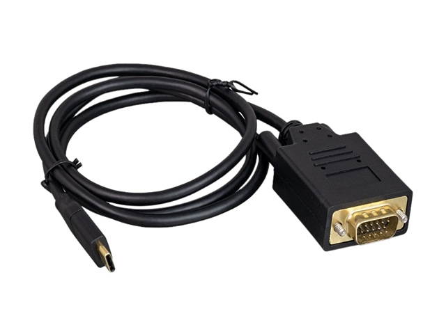 Kaybles USB 3.1 Type C Male to VGA Male Cable, 10ft. M-M, Black Adapter Cable