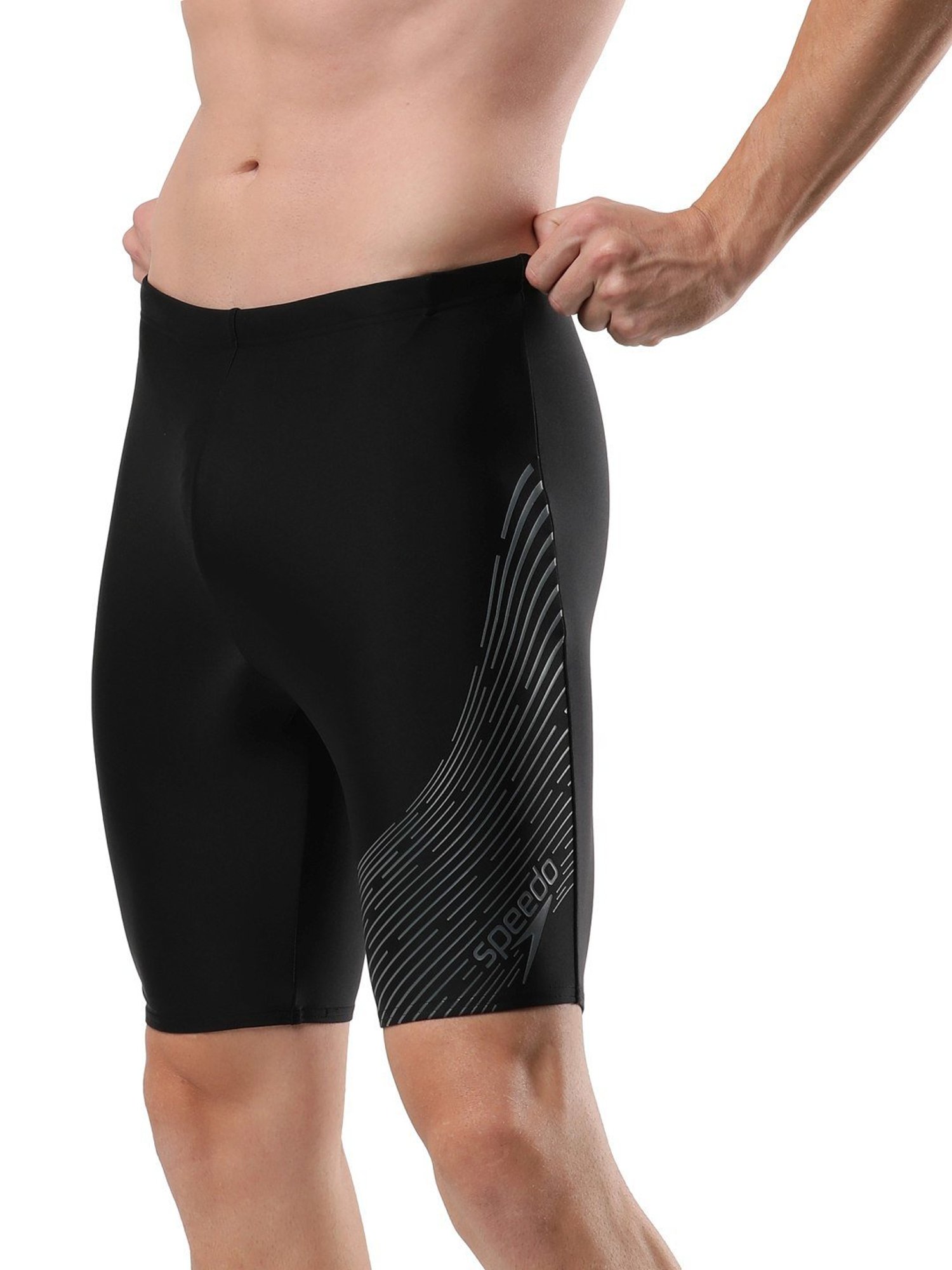 Speedo Black Regular Fit Printed Sports Shorts