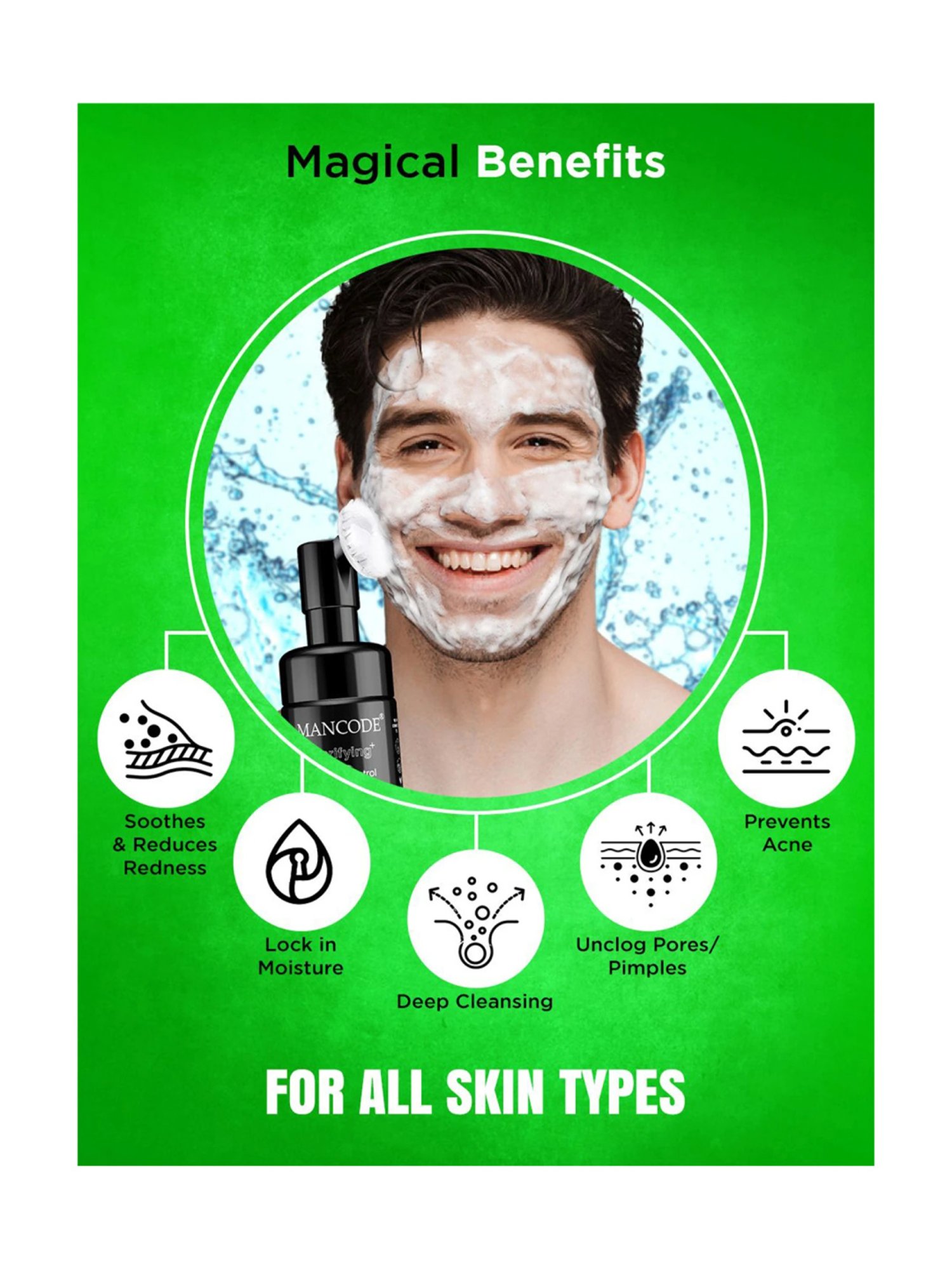 Mancode Clarifying Acne Control Tea Tree Foaming Facewash - 150 ml