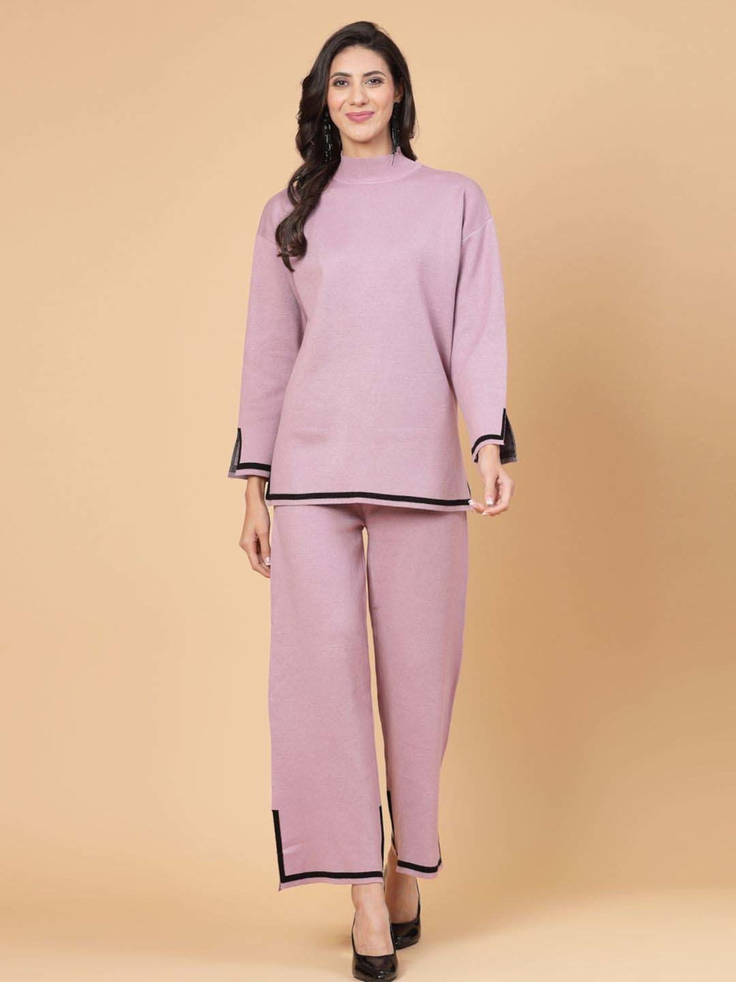 Mafadeny Lilac Plain Top Pants Set