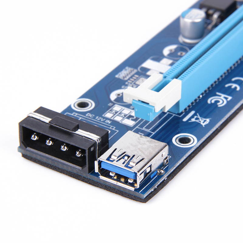 10-Pack ITHOO Molex 4pin Powered PCI-E PCI Express Extender Riser Cable- VER 006S Raiser Card- 1X to 16X PCIE USB 3.0 Adapter Card w/ 2ft USB Extension Cable - GPU Graphic Card Crypto Currency Mining