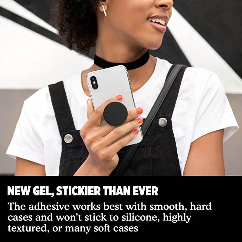 PopGrip with Swappable Top for Phones & Tablets - Black