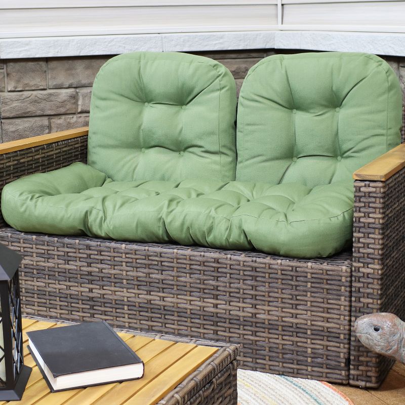 Sunnydaze Indoor/Outdoor Olefin Polyester Replacement Settee Back and Seat Cushion Set for Bench, Couch, or Loveseat - Green - 3pc