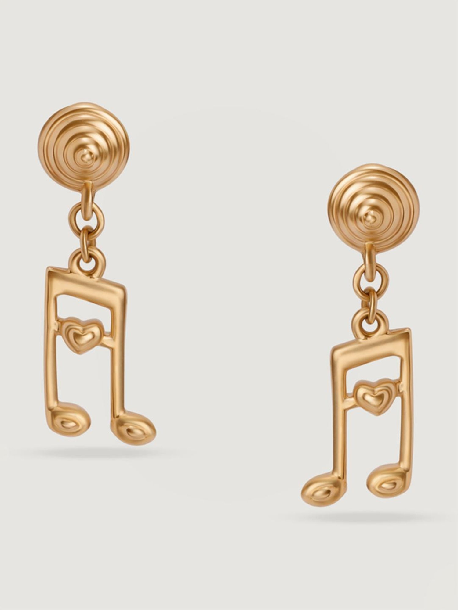 Mia by Tanishq Melodic Love Note 14k Yellow Gold Drop Earrings for Women