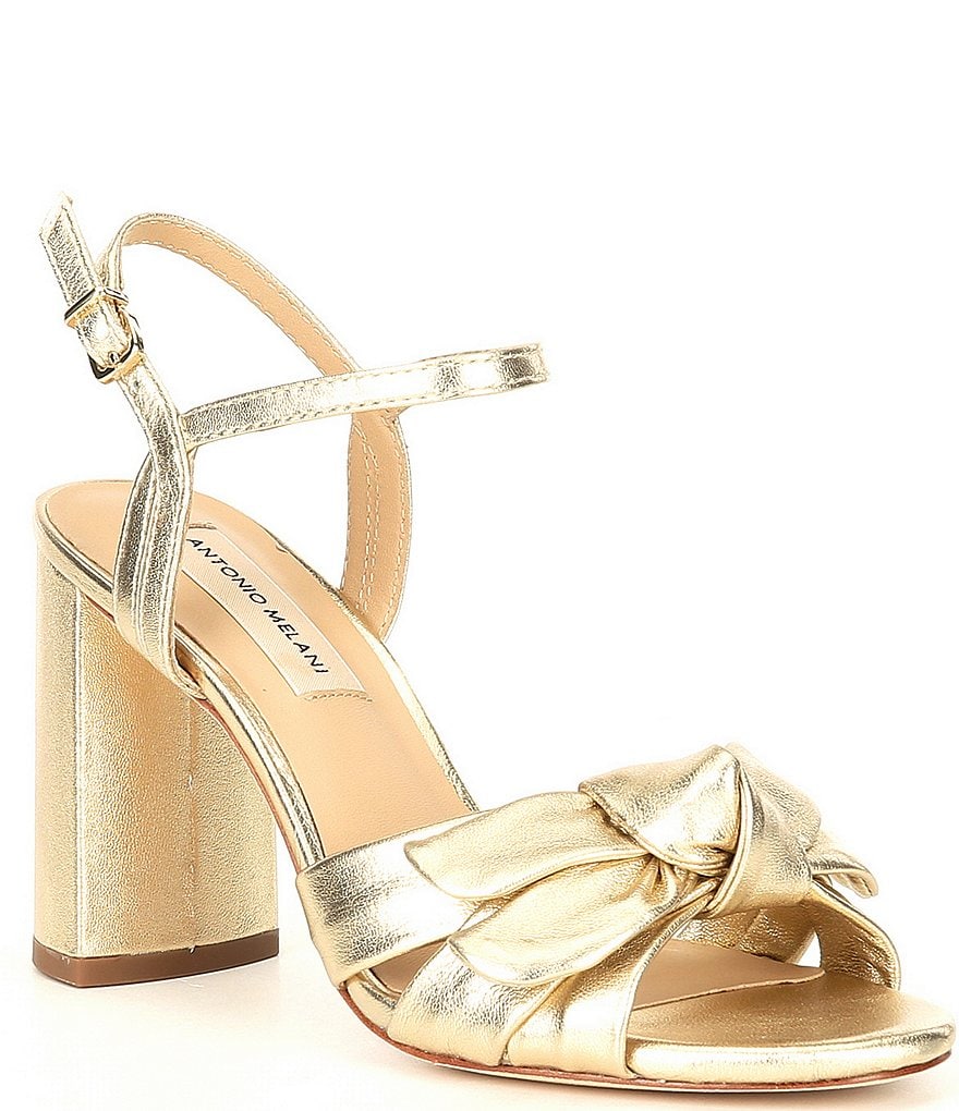 Antonio Melani Gybson Metallic Leather Knotted Dress Sandals
