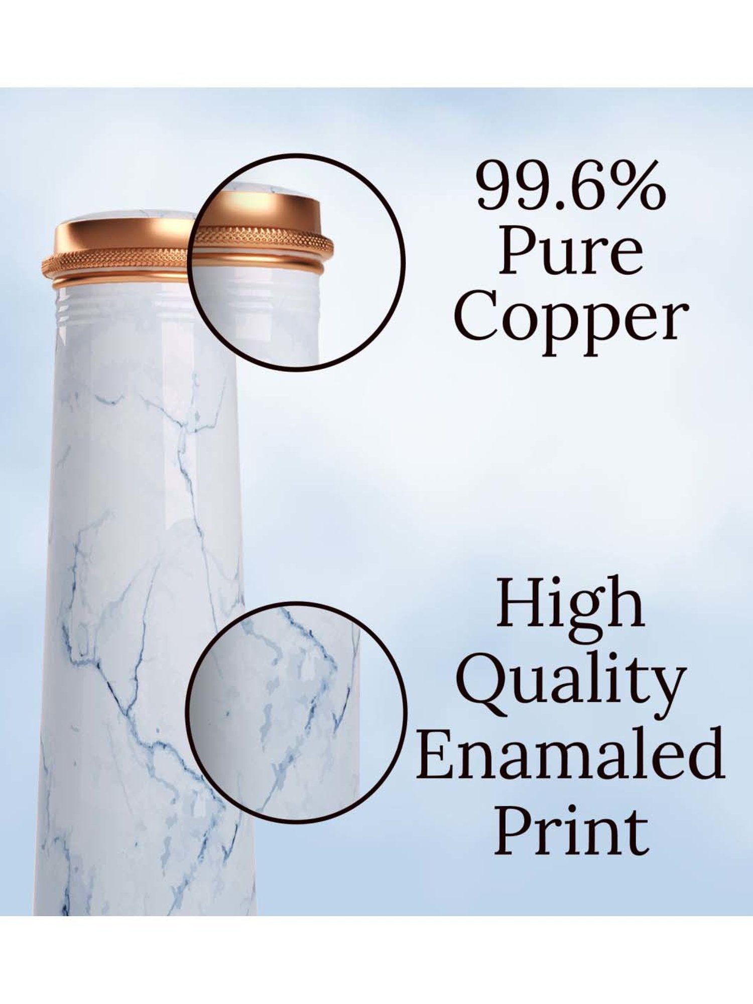 Everything Beautiful Blue Copper Water Bottle - Slim (0.75 L)