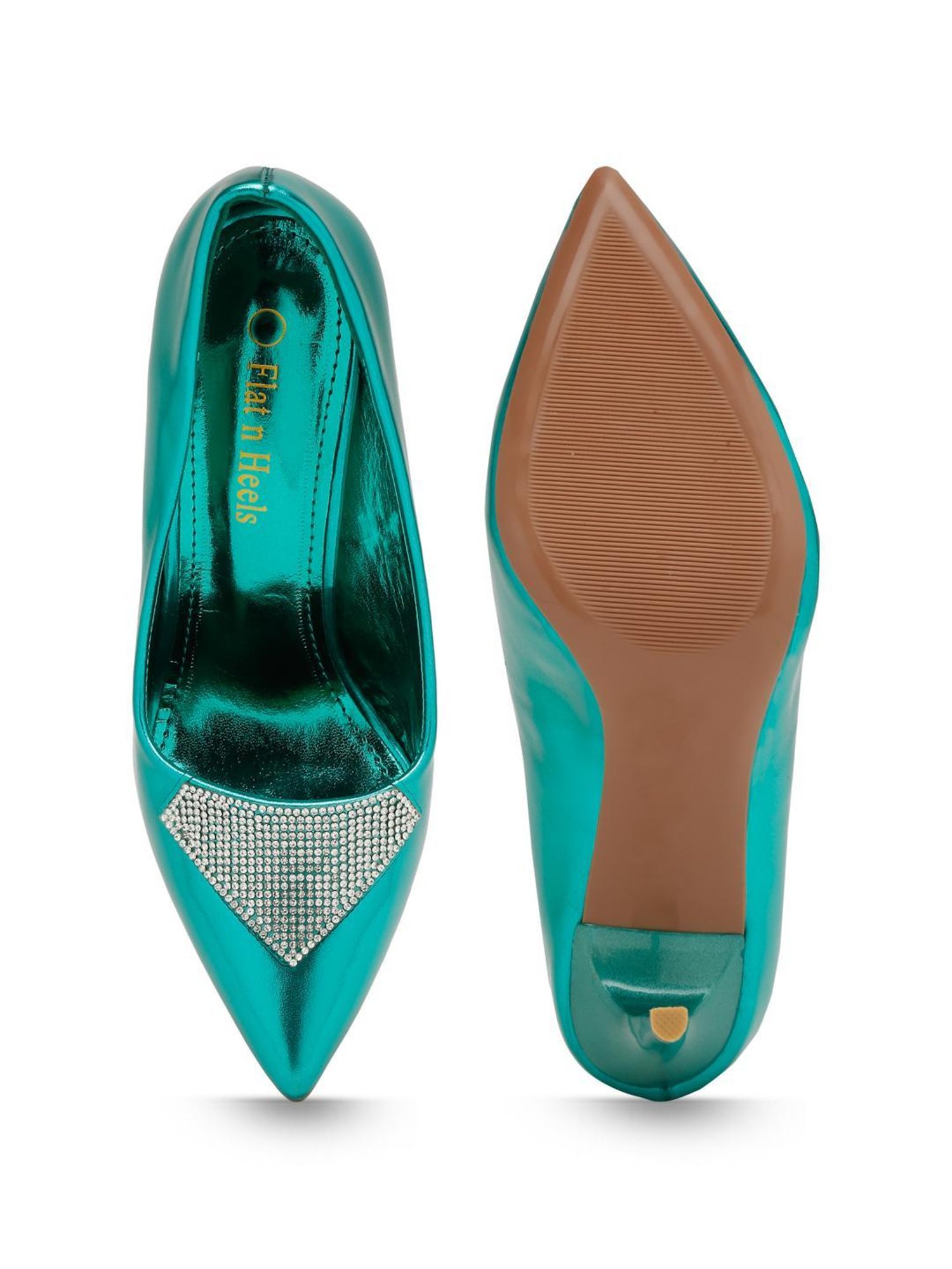 Flat N Heels Women's Green Stiletto Pumps