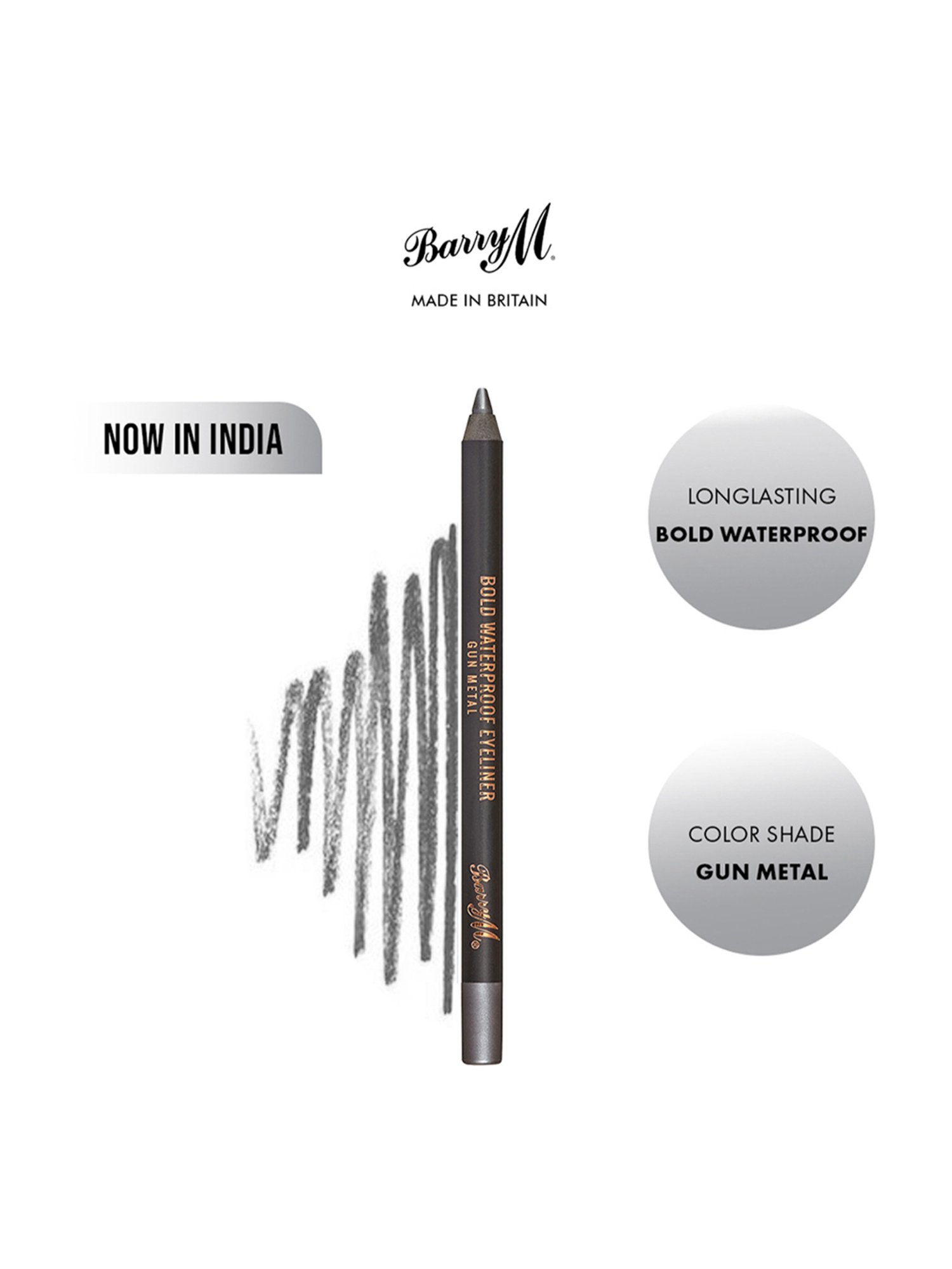 Barry M Bold Waterproof Eyeliner Gun Metal - 1.2 gm