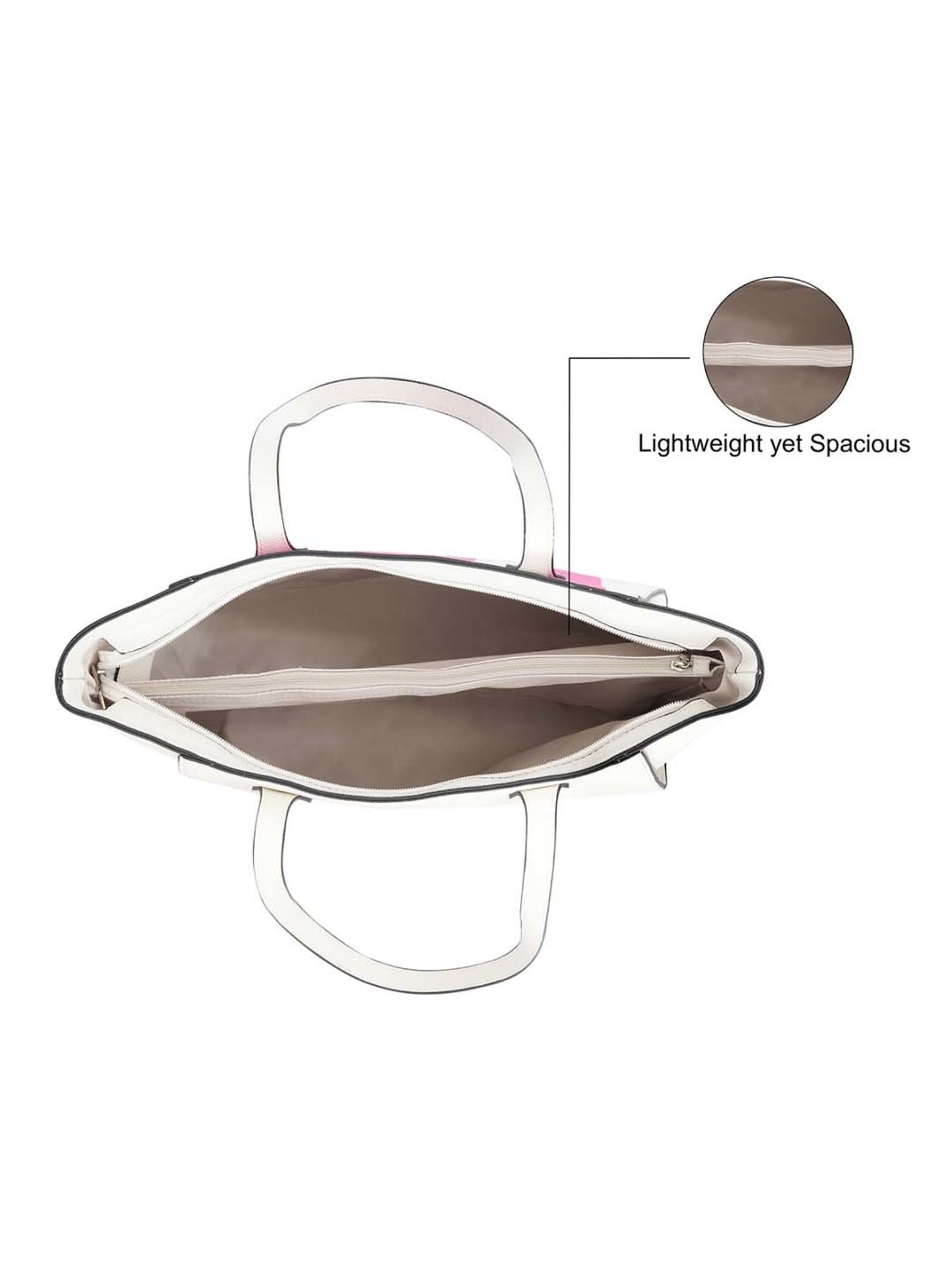 United Colors of Benetton Alize White Striped Tote Handbag