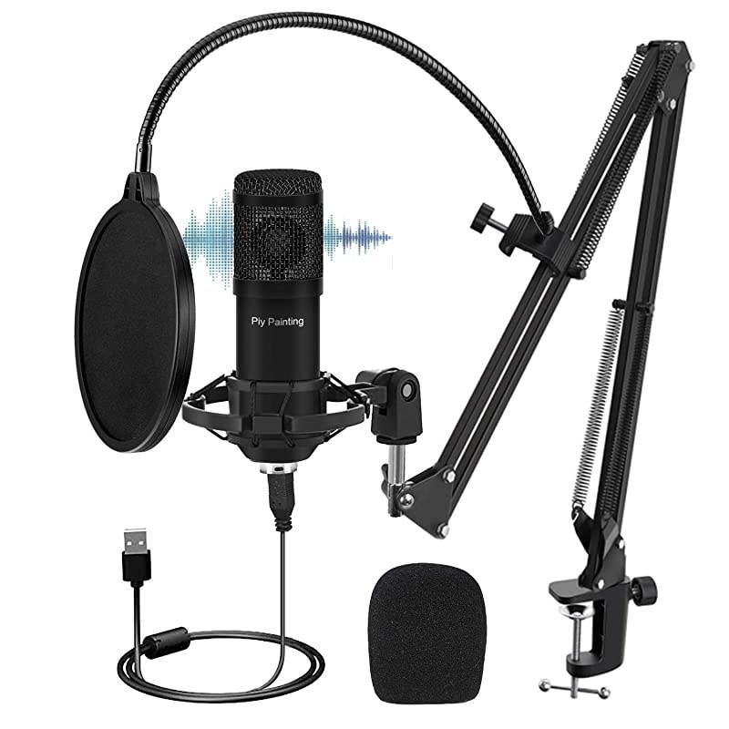 USB Microphone Kit,  Cardioid Condenser Microphone Kit with 192KHZ/30Bit Studio Mic Sound Chipset Scissor Arm, Plug & Play Recording Microphone for PC Gaming Streaming Podcasting YouTube