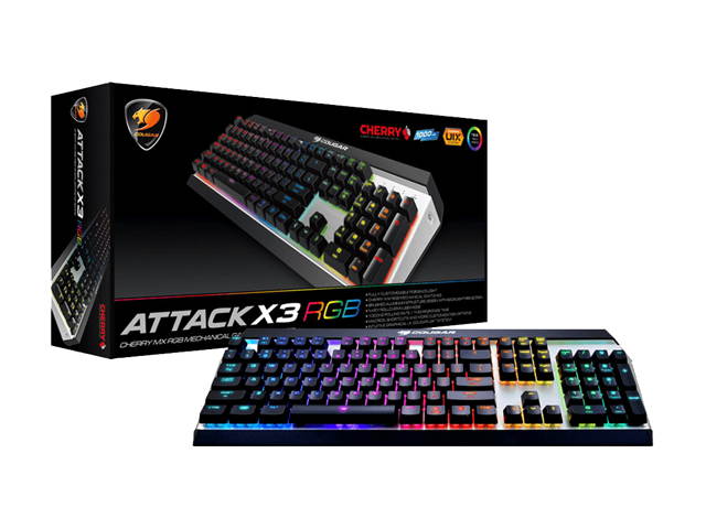 Cougar Attack X3 RGB Cherry MX Mechanical Gaming Keyboard with Palm Rest, Cherry MX Red Switch