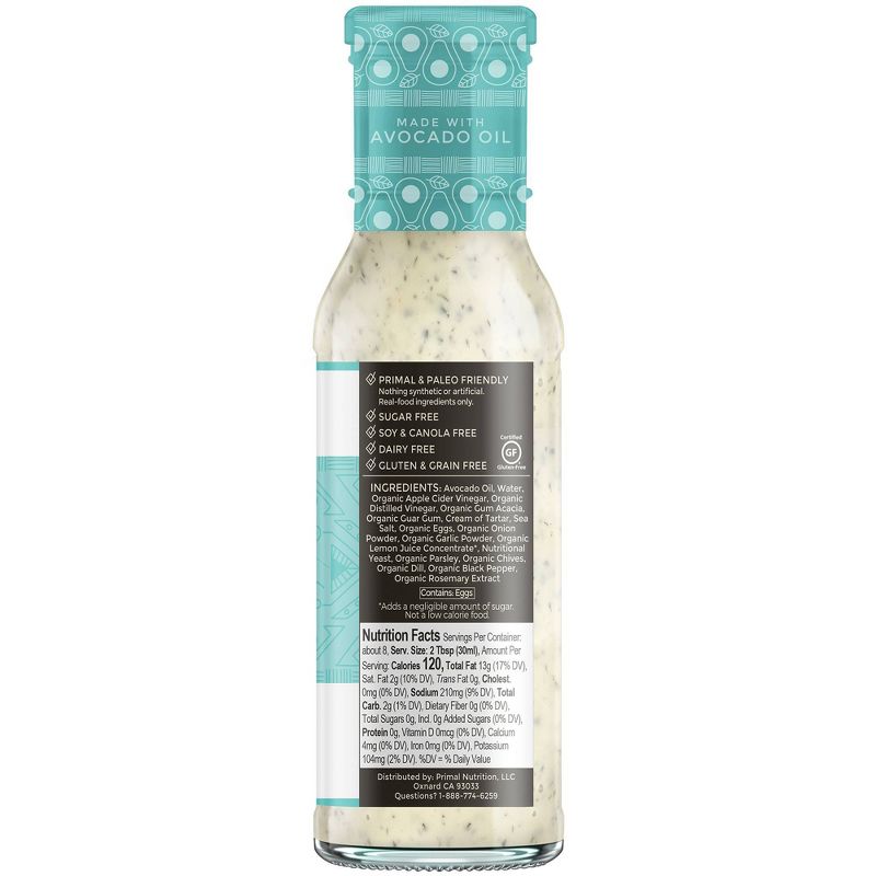 Primal Kitchen Dairy-Free Ranch Dressing with Avocado Oil - 8fl oz