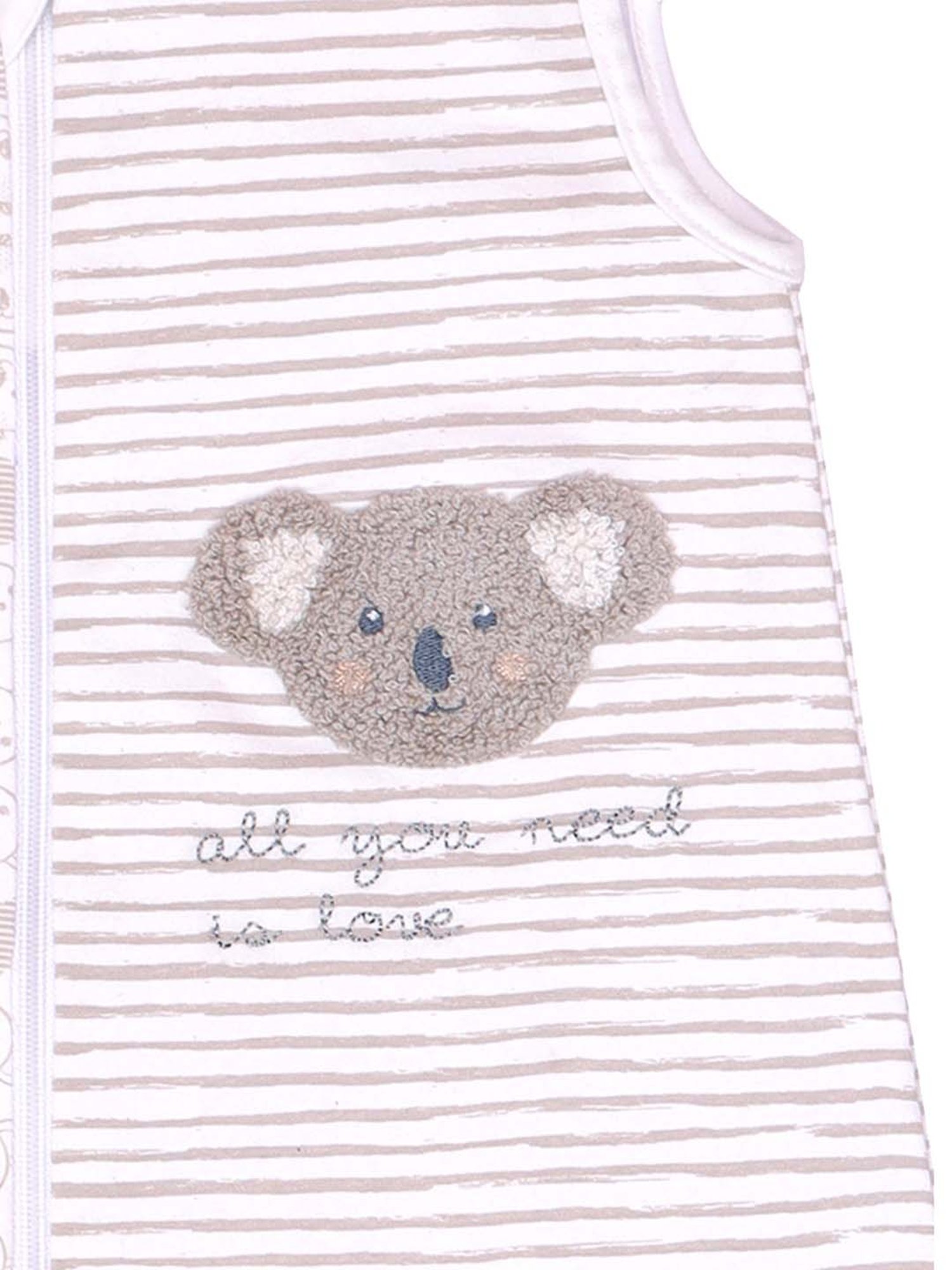 MiArcus Grey & White Cotton 210 GSM Sleeping Bag (0-6 Month) - Set of 1