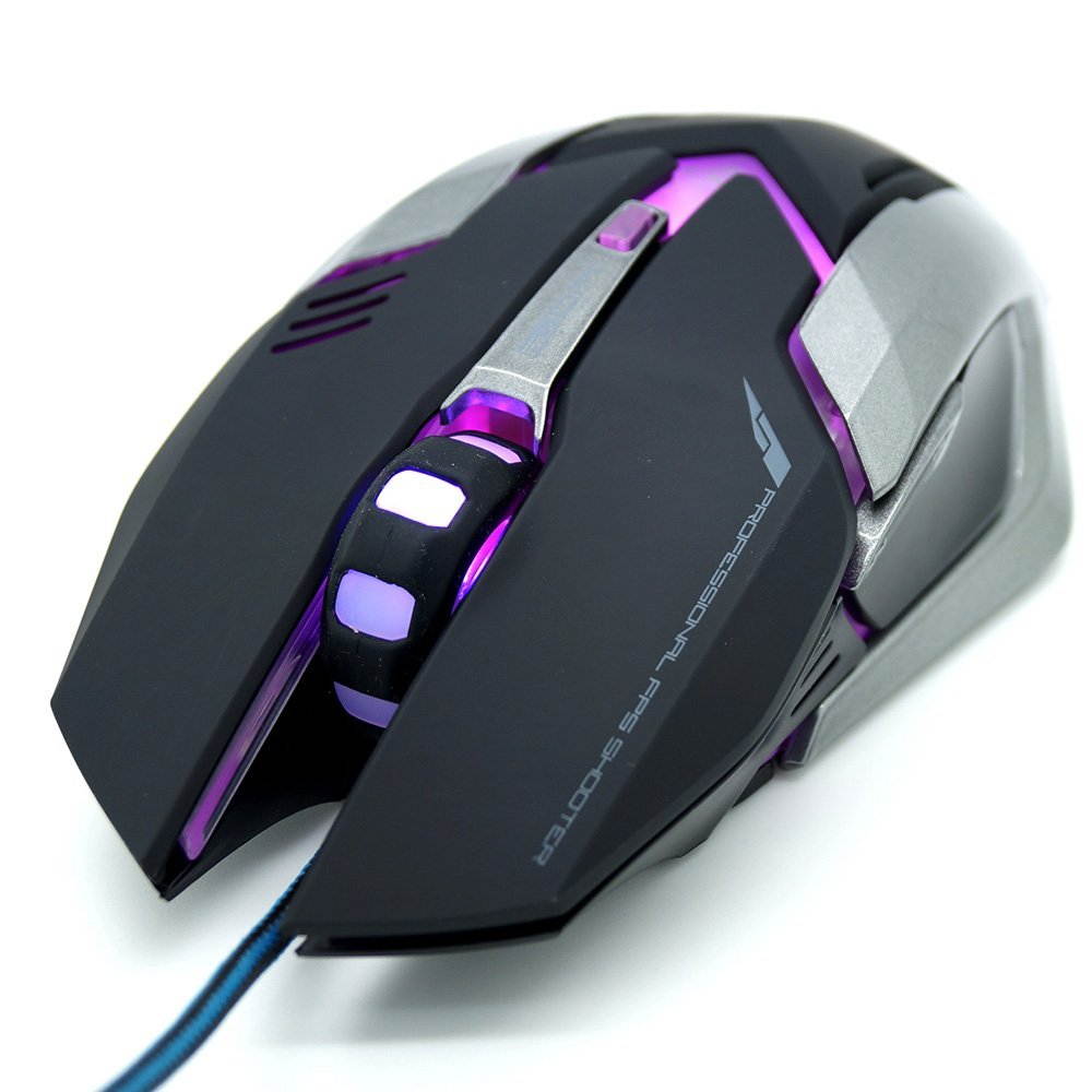E-3LUE Gaming Mouse with Adjustable DPI,LED USB Optical Ergonomic Wired Computer Mice for Gamer,PC,Mac,Laptop,Macbook,Black