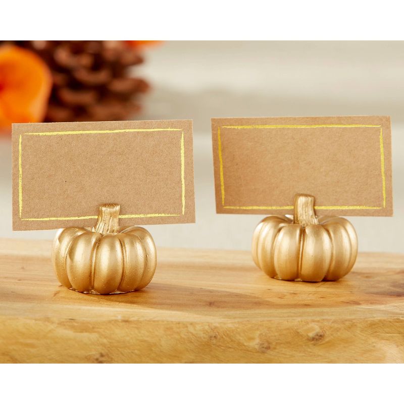 12ct Mini Pumpkin Place Card Holder Gold