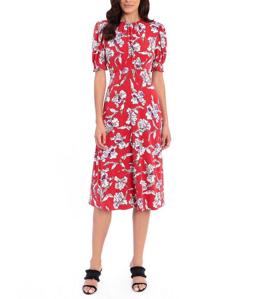 Jkara Petite Size V-Neck 3/4 Sleeve Beaded Bodice Gown