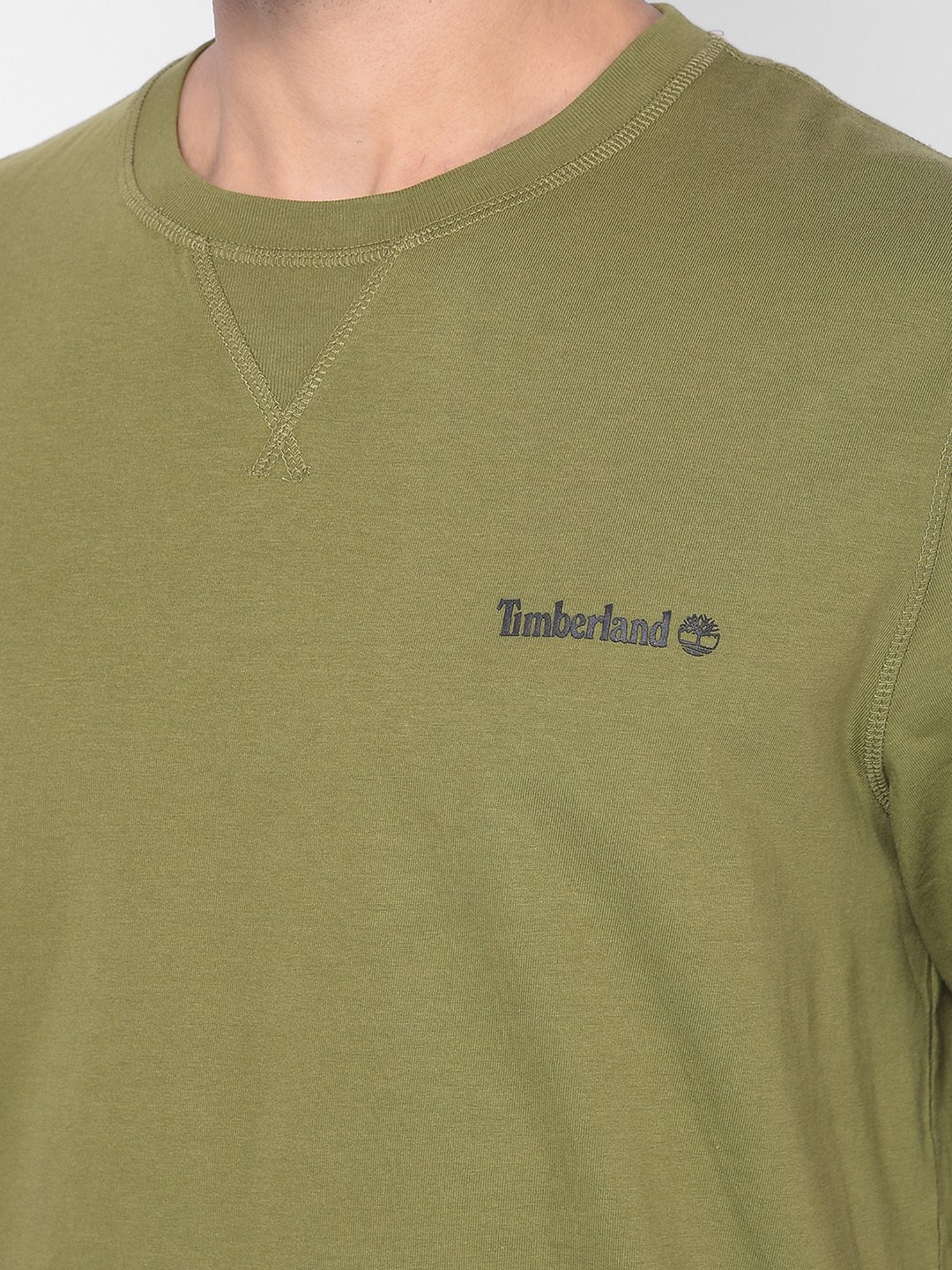 Timberland Olive Regular Fit Logo Print Crew T-Shirt