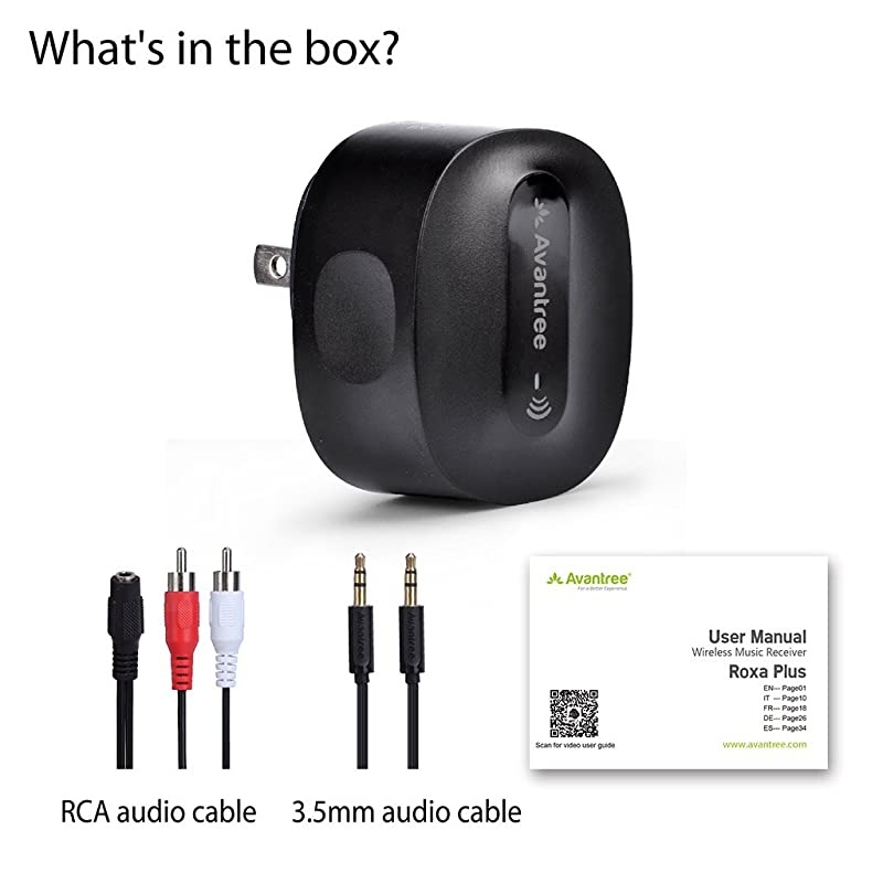 Roxa Plus aptX Low Latency Bluetooth Receiver for Home Stereo System Speakers Compatible wtih AV Receiver 35mm AUX RCA Wireless Audio Music Adapter