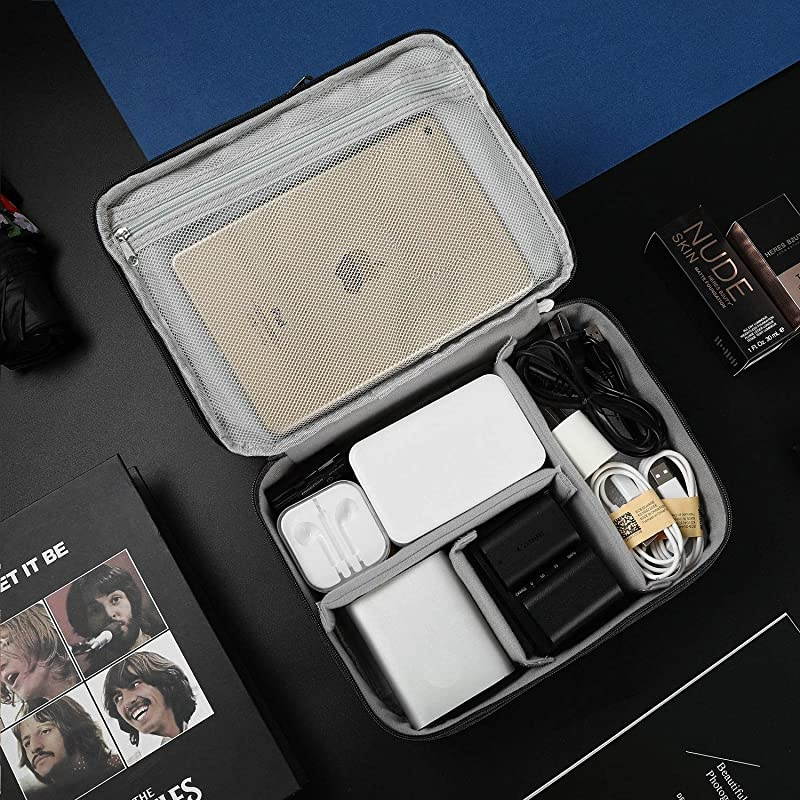 Layer Electronic Organizer with Cable Straps Travel Universal Cable Organizer Electronics Accessories Cases for Cable Charger Phone USB SD Card Black