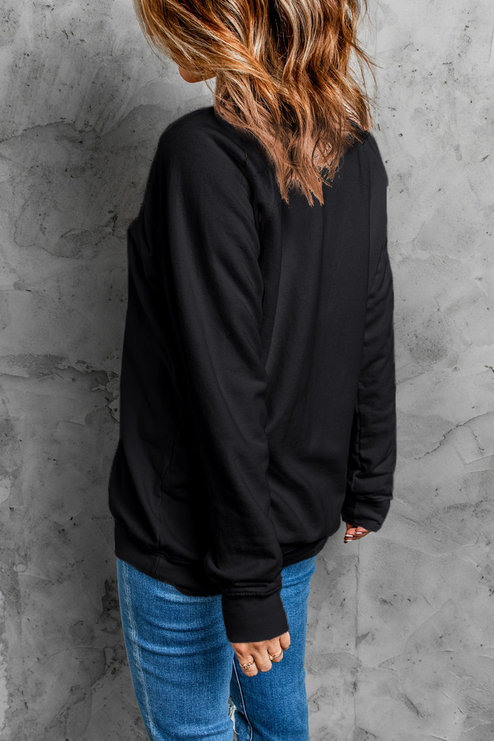 Gray Xmas Candy Cane Sequins Graphic Corded Sweatshirt