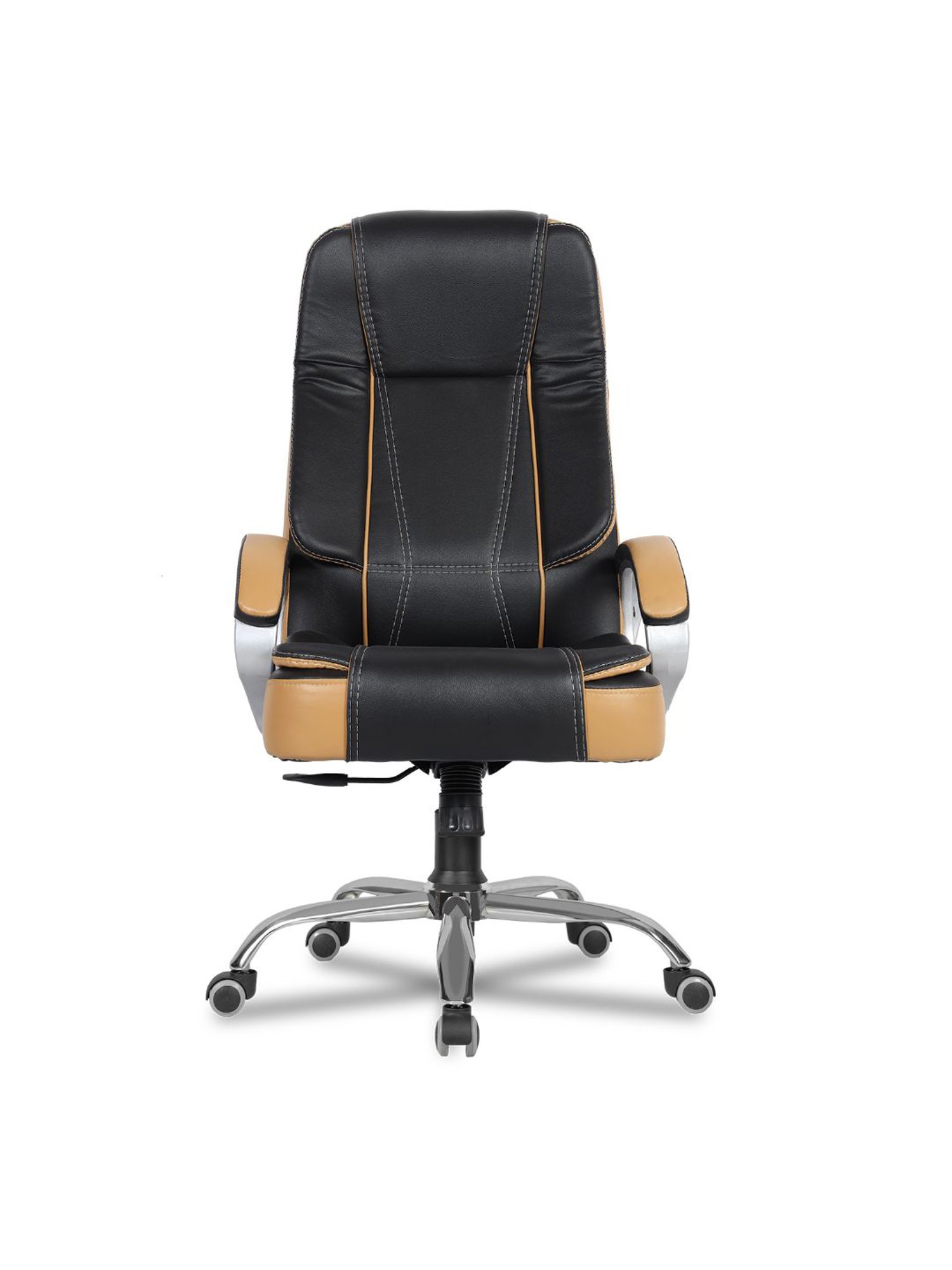 Green Soul Vienna Black & Tan PU Leather High Back Chair