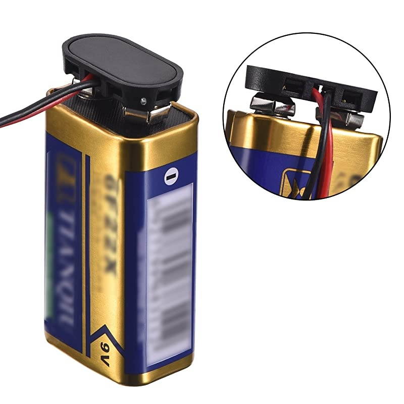 Pack T Type 9 V Battery Clip Connector Long Cable Connection Hard Shell Black Red Connector T Type