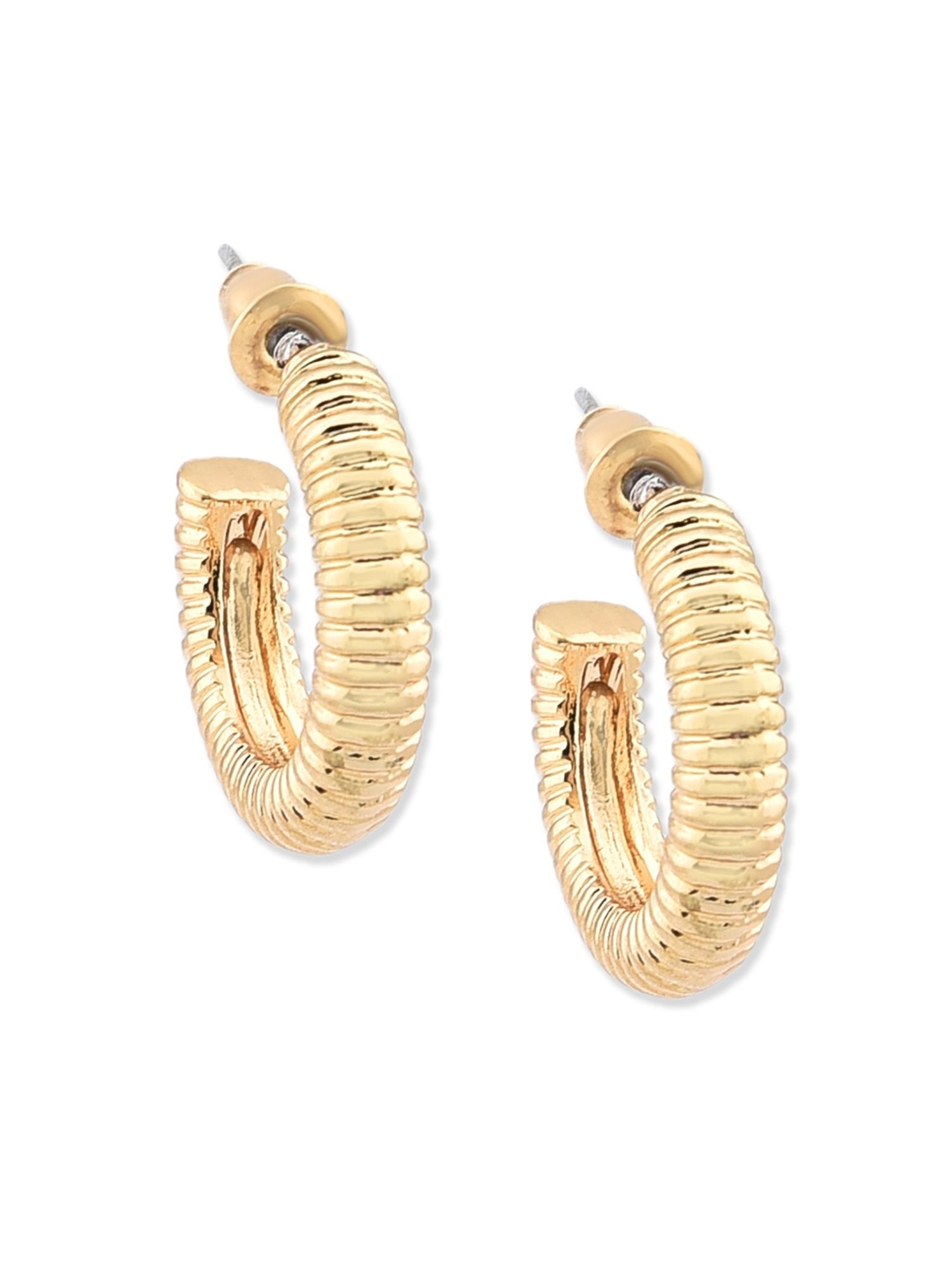 Lilly & Sparkle Gold-Toned Textured Hoop Earrings