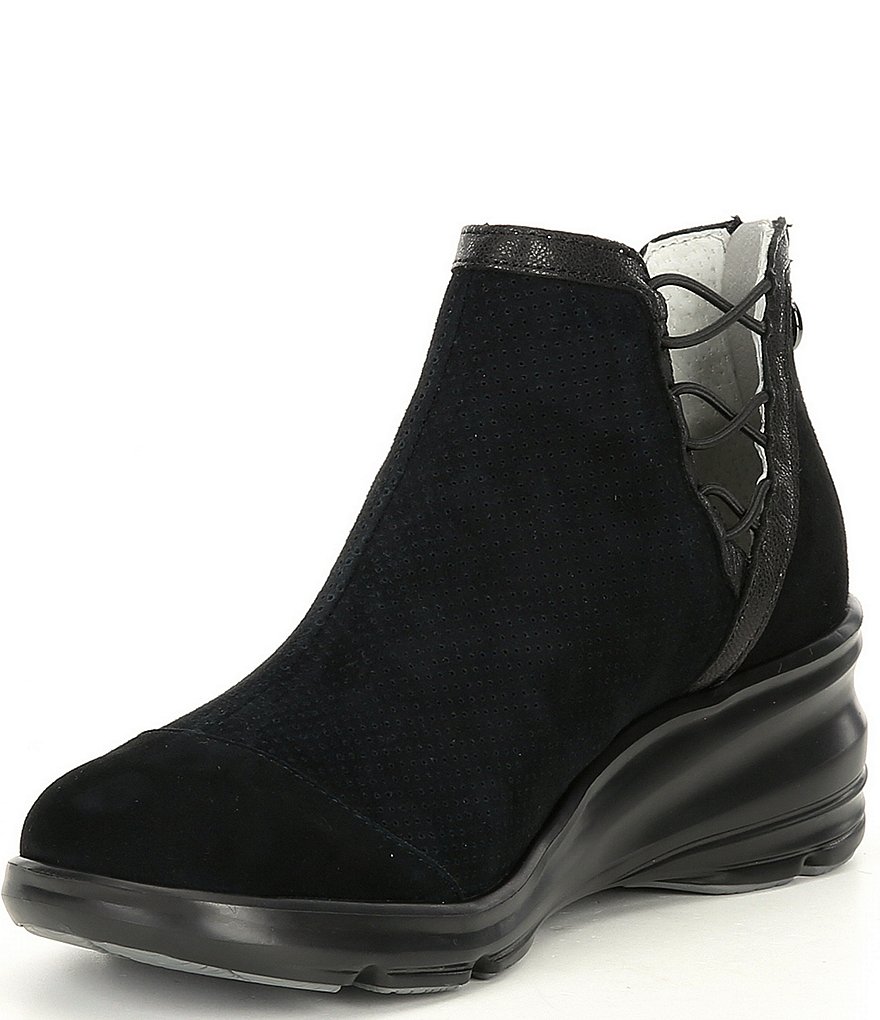 Jambu Naomi Lace-Up Side Detail Suede Wedge Booties