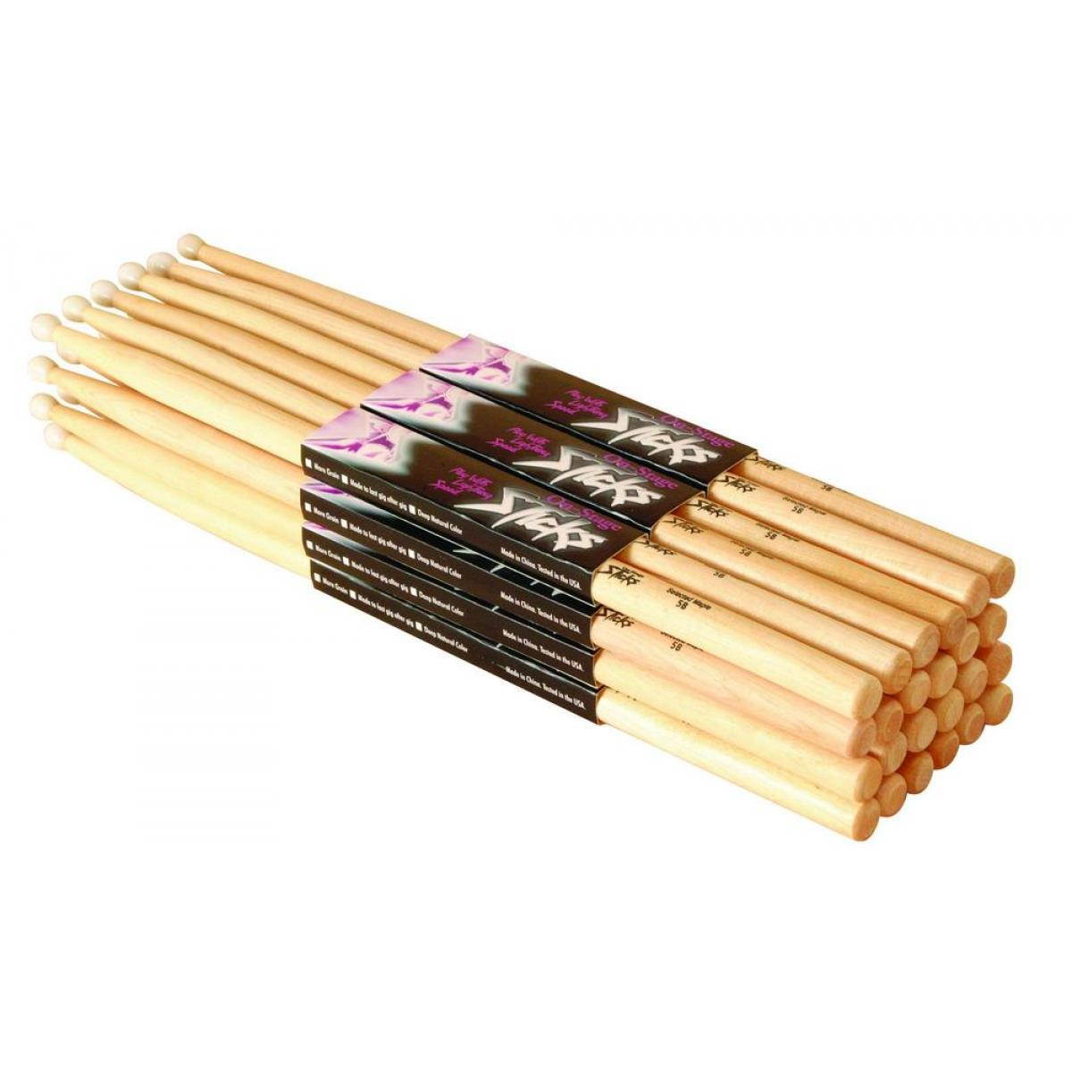 Maple Drum Sticks (5B, Nylon Tip, 12pr)