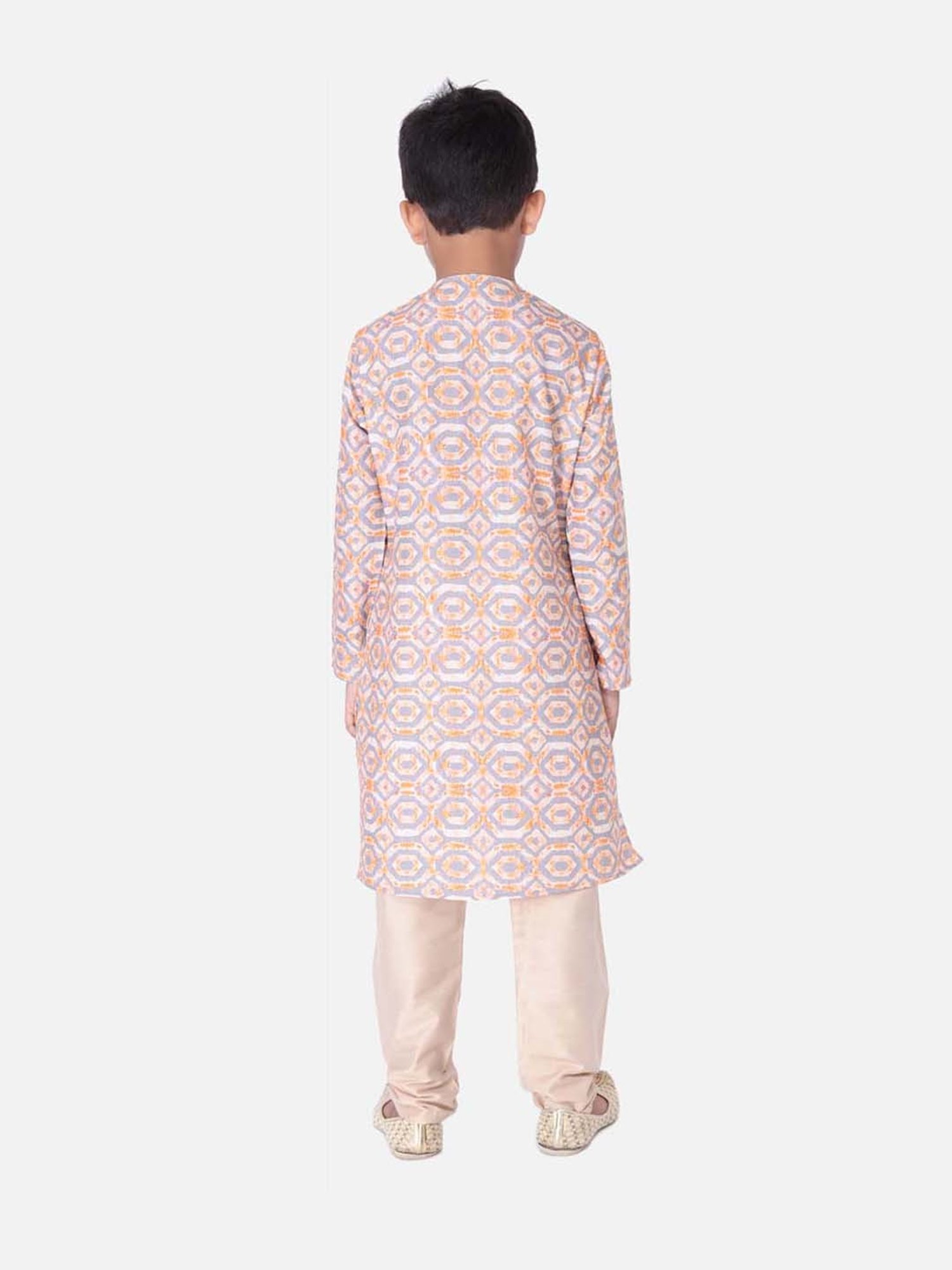 TABARD Kids Grey & Beige Cotton Printed Kurta Set