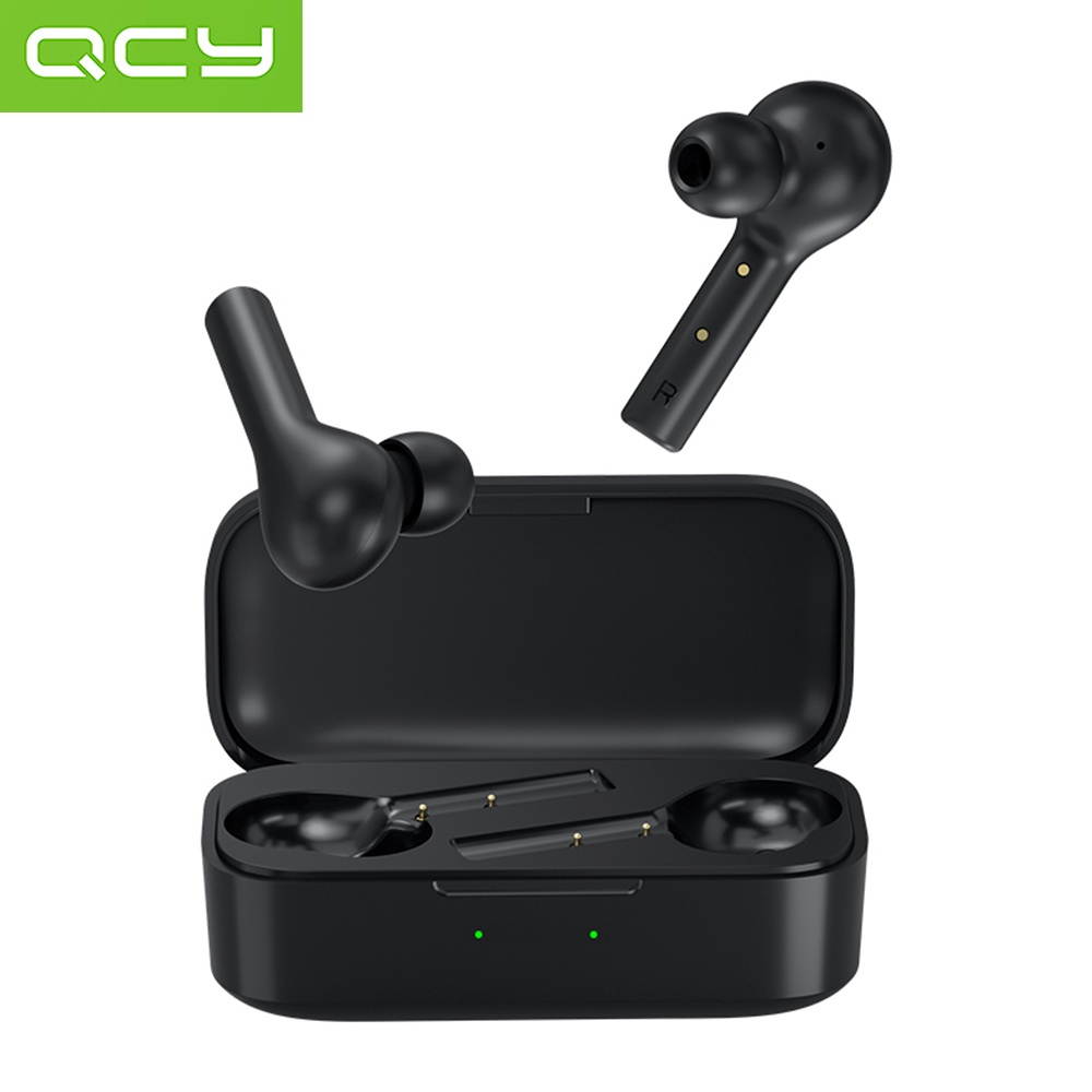 QCY T5(New)True Wireless Earbuds BT Headphones Touch Control Noise Cancellation TWS In-Ear Built-in Mic Headset with ENC Techology Pop-up Connection for Gaming Sports Gym