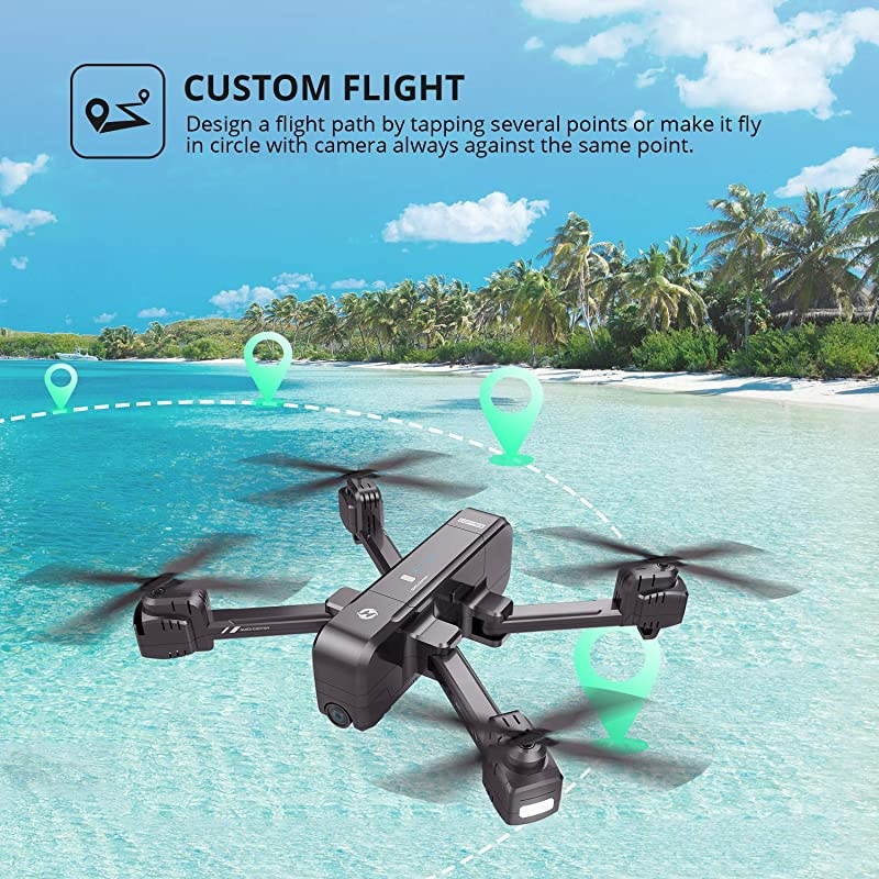 HS270 GPS 2.7K Drone with FHD FPV Camera Live Video for Adults, Portable Selfie Quadcopter with 2 Batteries for Beginners with Auto Return Home, Custom Flight Path, Follow Me, Auto Hover
