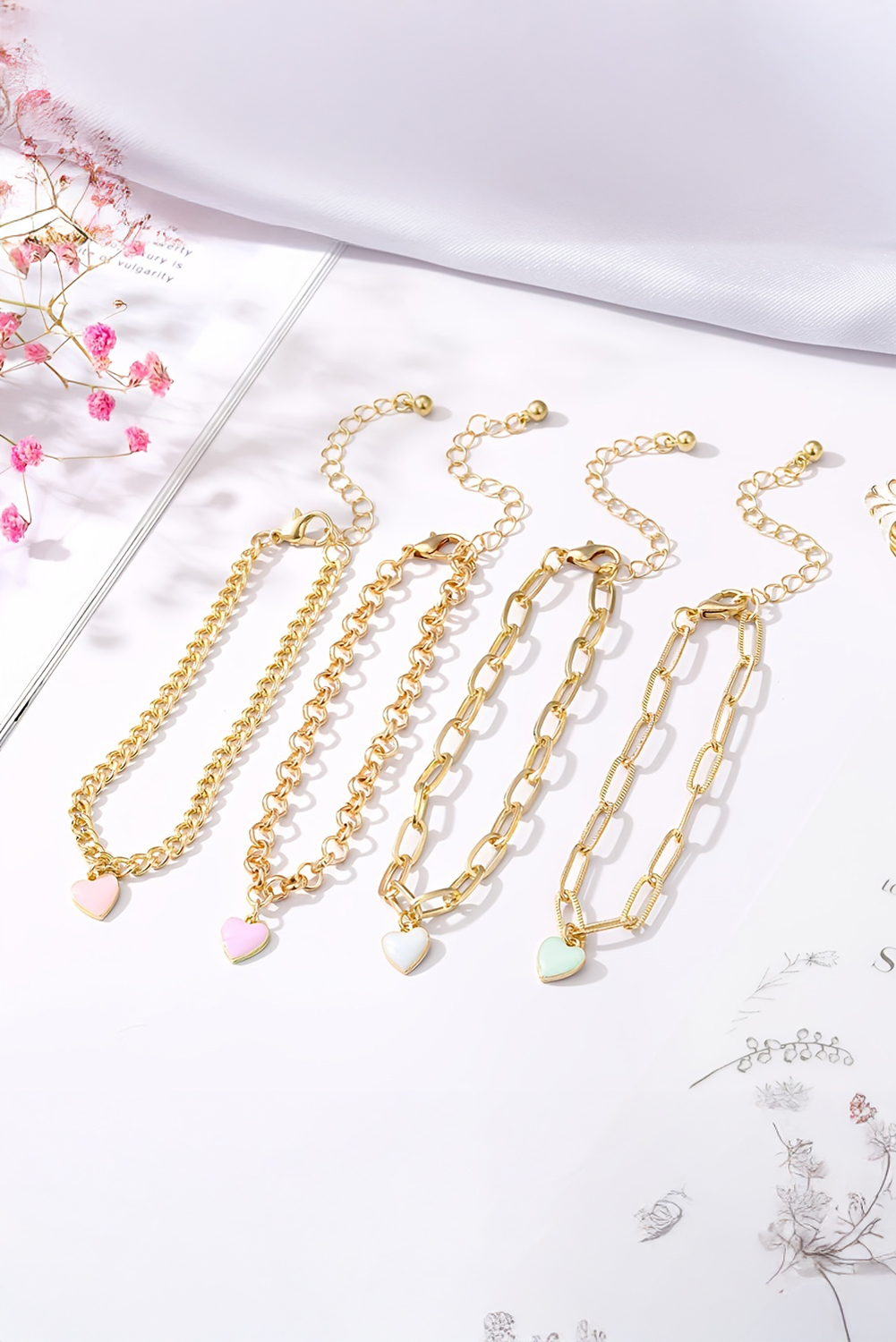 Gold Full Diamond Leather Wide Magnetic Buckle Bracelet