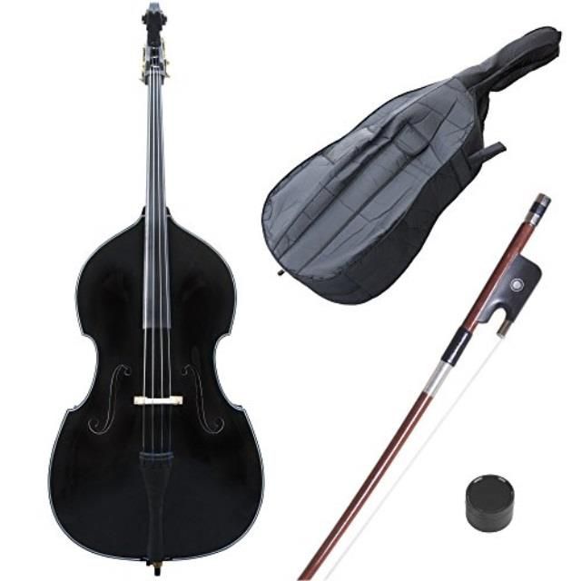 cecilio cdb upright double bass with an adjustable bridge, bow, rosin, and gig bag size 3/4, black