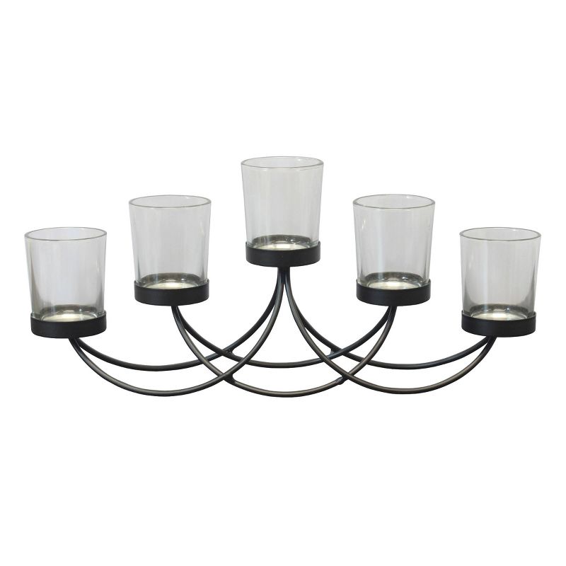 Decorative Metal Votive Candelabra Centerpiece Black - Stonebriar Collection