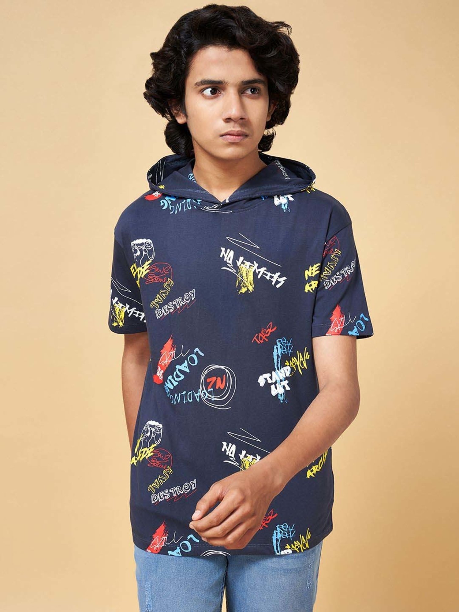 Coolsters by Pantaloons Boys Navy Cotton Printed T-Shirt