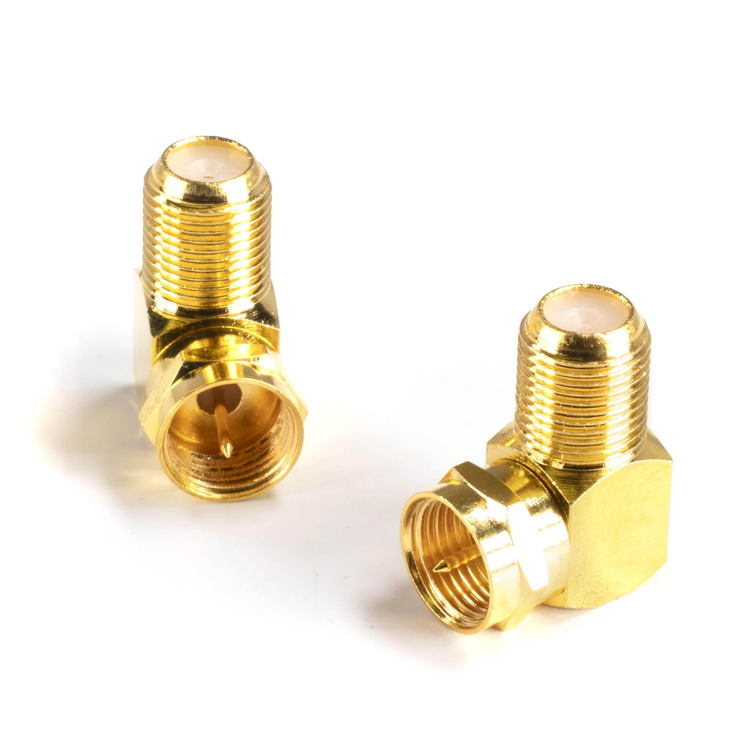 THE CIMPLE CO - Gold Coaxial Cable Right Angle Connector | 50 Pack | for Tight Corners and Flat Panel TV Mounting &ndash; 90 degree F Type Adapter for Coax Cable and Wall Plates