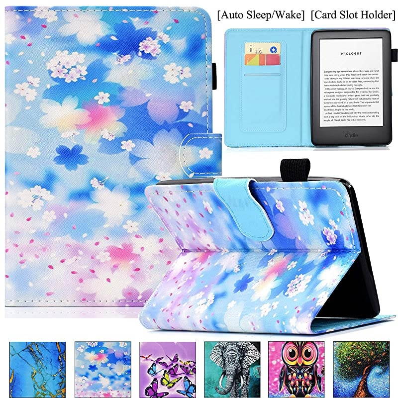 Kindle 10th Gen 2019 Case Folio Smart Cover with Auto WakeSleep Feature Premium PU Leather Cards Slots Slim Cover for AllNew Kindle 10th Generation 2019 Release 6quot Reader Blossom
