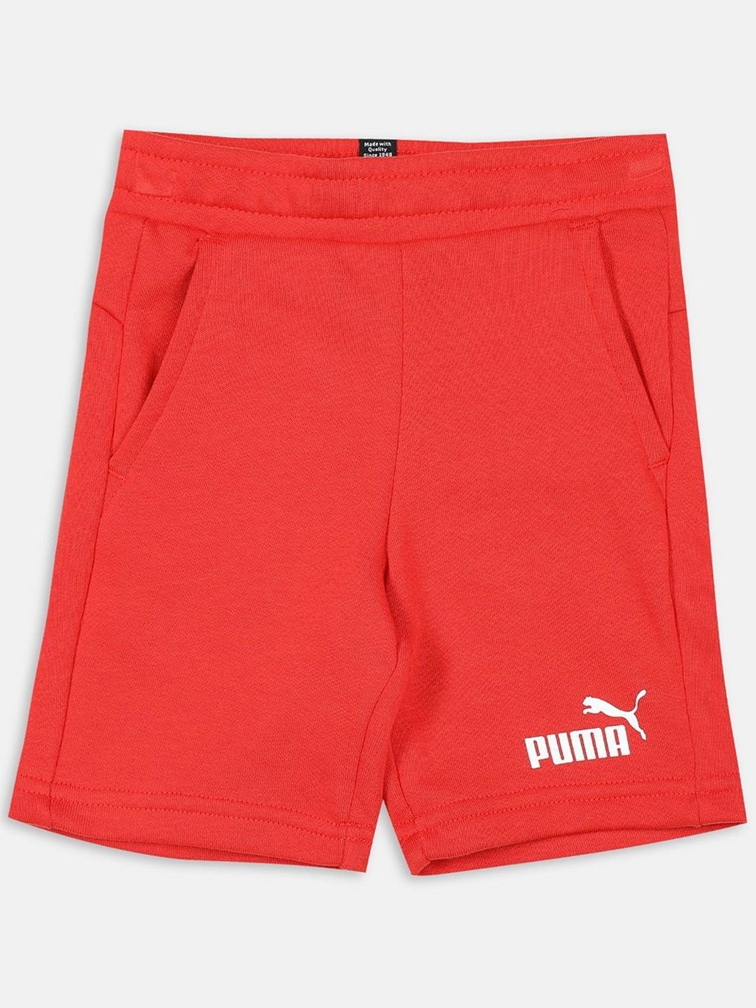 Puma Kids Burnt Red Cotton Plain Shorts